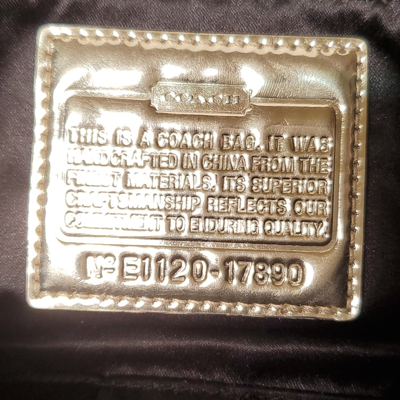 COACH VTG Large Poppy Signature Glam Tote Bag Tan & Black - Picture 7 of 10